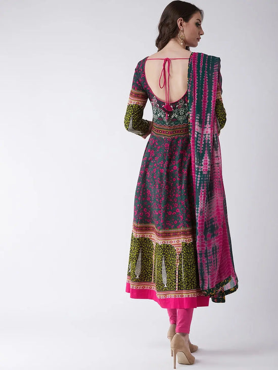 Mughal Flared Kurta With Tie-Dye Dupatta-PK4323-S