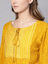 Yellow Flamingo Printed Top With Yoke