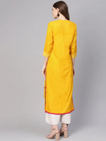 Yellow Allover Flamingo Printed Straight Kurta