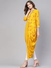 Yellow Drappy Flamingo Printed Kurta