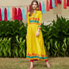 Yellow Gathered Flamingo Long Kurta