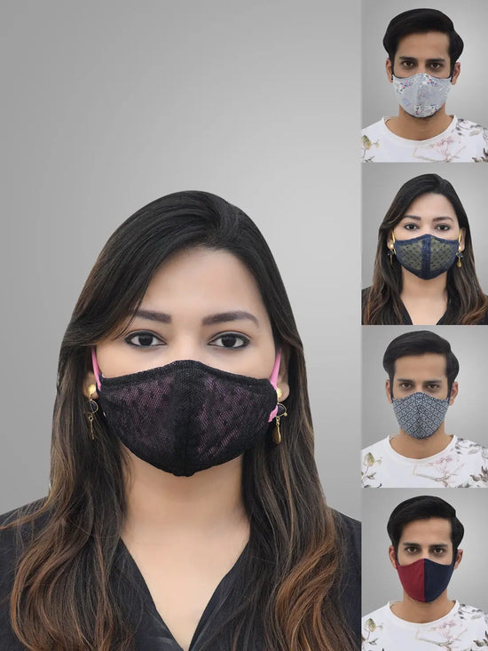 Unisex 5 Pcs 2-Ply Printed Reusable Outdoor Masks-PKM109