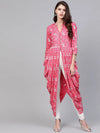 Pink Foil Printed Cowl Kurta