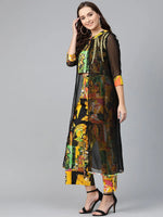 Embroidered Jacket With Printed Top And Pants-PKC10077-S