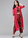 Embroidered Jacket With Printed Top And Pants-PKC10079-S