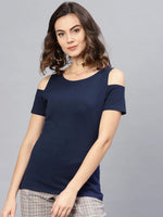 Navy Shoulder-Cut Top