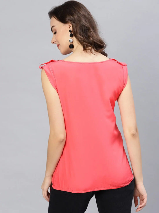 Coral Top With Fake Shoulder-Tab-PKTL5200CRL-XS