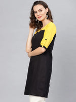 Half Sleeve Solid Kurta-PKL4346BLCK-S