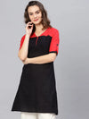 Half Sleeve Solid Kurta-PKL4346RDBLCK-S