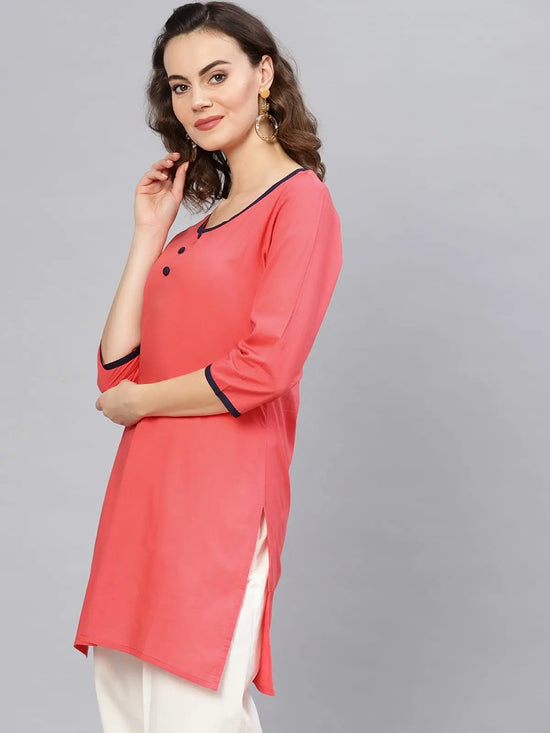 3/4sleeves front buttoned kurti-PKL4347CRL-S