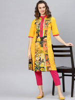 Picasso Printed Zipper Kurta-PKL4341YLW-S