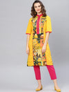 Picasso Printed Zipper Kurta-PKL4341YLW-S