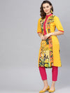 Picasso Printed Zipper Kurta-PKL4341YLW-S