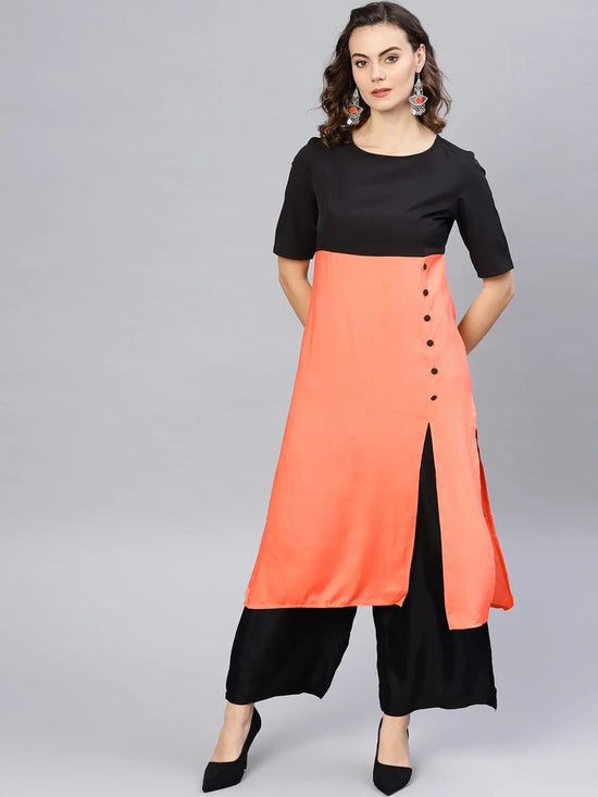 Coral Buttoned Kurta