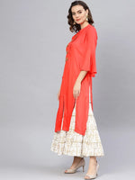 Red Embroidered Bell Sleeves Straight Kurta-PKL4342-S