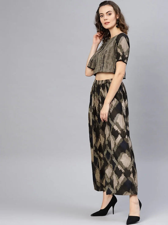 Block Printed Asymmetric Top With Skirt