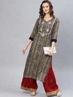 Abstract Silver Block Printed Kurta