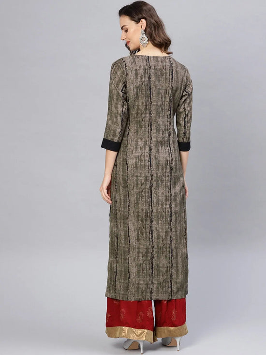 Abstract Silver Block Printed Kurta