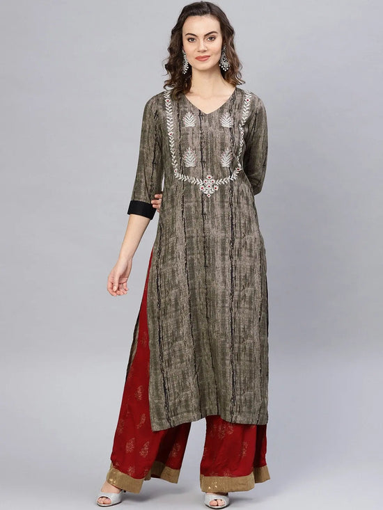 Abstract Silver Block Printed Kurta