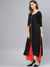 Embroidered Black Straight Kurta