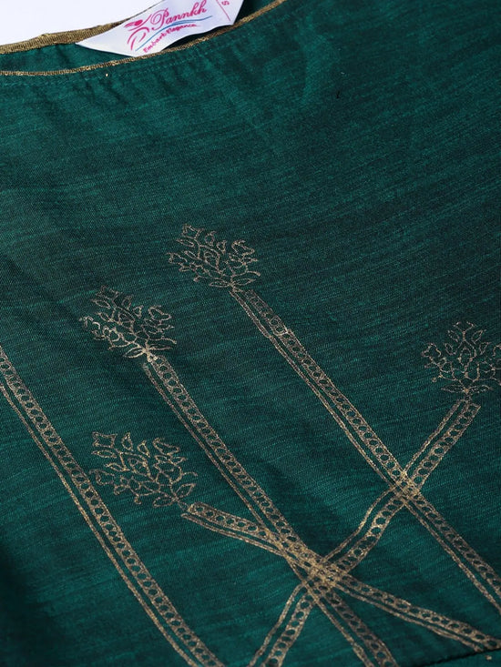 Gold Block Printed Cold-Shoulder Kurta