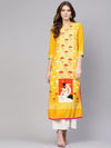 Allover Flamingo Printed Straight Kurta