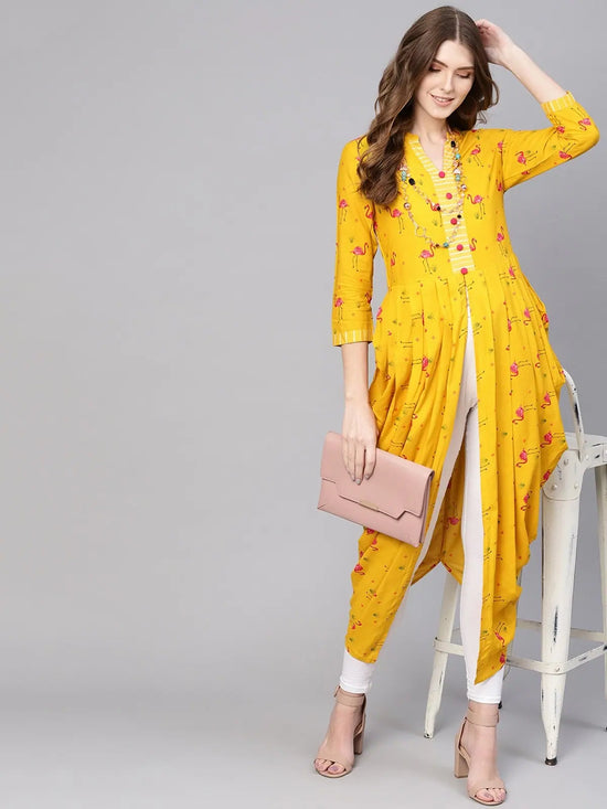 Drappy Flamingo Printed Kurta