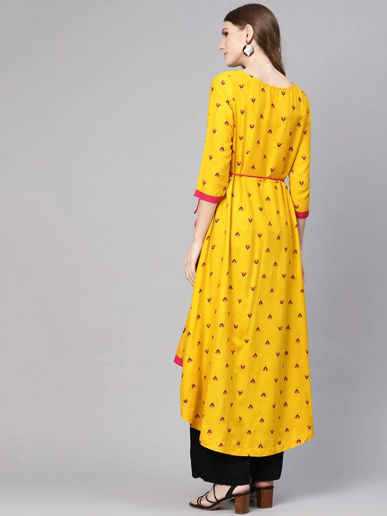 Dori Asymmetric Flamingo Printed Kurta-PK4296-S