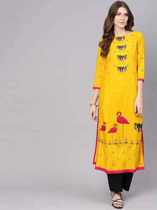 Mirror Image Flamingo Straight Kurta