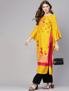 Bell Sleeves Layered Flamingo Printed Kurta-PK4297-S