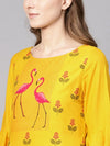 Bell Sleeves Layered Flamingo Printed Kurta-PK4297-S