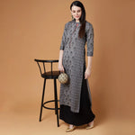 Grey Handloom Buddha Straight Kurta