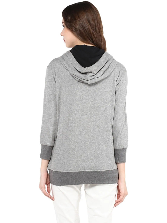 Solid Hooded Sweatshirts With Pockets-PKJ2022GREY-S