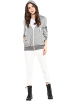 Solid Hooded Sweatshirts With Pockets-PKJ2022GREY-S