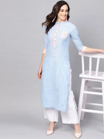 Handloom Panelled Embroidered Straight Kurta