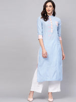 Handloom Panelled Embroidered Straight Kurta