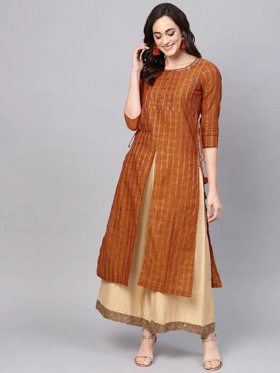 Handloom Lurex Embroidered Straight Kurta