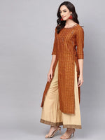 Handloom Lurex Embroidered Straight Kurta