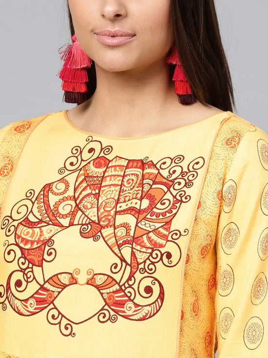 Tribal Print Yoke Kalidaar Kurta