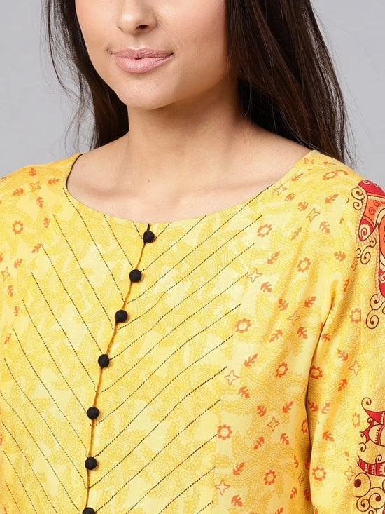 Tribal Print Placement Kalidaar Kurta