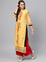 Tribal Print Placement Straight Double Layer Kurta