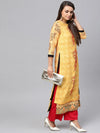 Tribal Print Placement Straight Double Layer Kurta