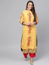 Tribal Print Placement Straight Double Layer Kurta