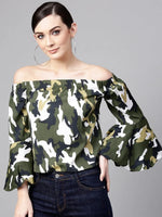 Camaouflage Off-Shoulder Top