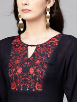 Embroidered Yoke Tiered Kurta