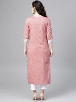 Pink Madhubani Block Printed Chambray Kurta