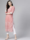 Pink Madhubani Block Printed Chambray Kurta