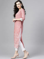 Pink Madhubani Block Printed Chambray Kurta