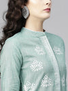 Green Lotus Printed Chambray Kurta