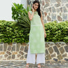 Green Sleeveless Printed Chambray Kurta